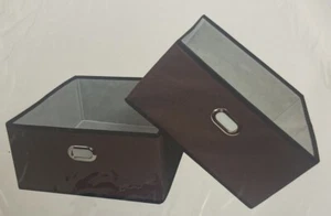 Juego de 2 cestas plegables de tela EMONS chocolate - Imagen 1 de 1