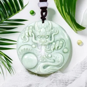 Colgante de dragón de jade verde joyería collar regalos para mujer animal natural encanto - Imagen 1 de 6