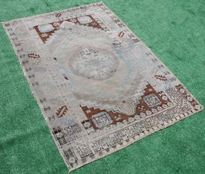 Alfombra Turca 44''x64'' Vintage Color Claro Silenciado Alfombra Lana Primitiva 114x165cm - Imagen 1 de 9