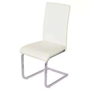Weißer Brescia Freischwinger moderner Esszimmerstuhl Chromgestell - Bild 1 von 2