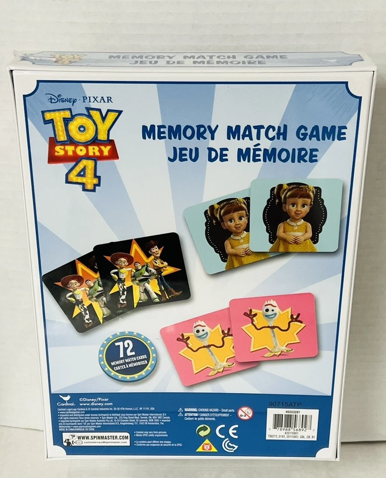 Disney Pixar Toy Story 4 Memory Match Game Cards Kids Educational