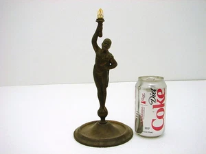 Bronze Statue with Detailed Bone Torch African Warrior King or Hercules  10 1/2" - Picture 1 of 12