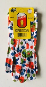 3 Pair Ladies 100% Cotton Garden Gloves Floral Design(White/Orange/Blue/Green) - Picture 1 of 8