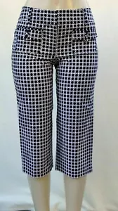 Pantaloni Capri nuovi con etichette Ann Taylor neri MARGO Fit stampa cerchi a pois cropped 2 - Foto 1 di 5