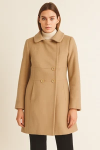 Talbots Womens Italian Wool Coat 8 Camel Peacoat Quiet Luxury Citycore Winter - Picture 1 of 14