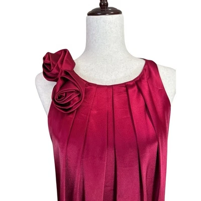 Винтажный бордовый атласный пузырь кромки платье розетки прихотливый гранж Y2K Holdiay 80-х - Изображение 1 из 4