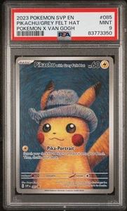 Pokemon Pikachu mit grauem Filzhut Van Gogh Full Art Promo SVP EN 085 PSA 9 Mint - Bild 1 von 2
