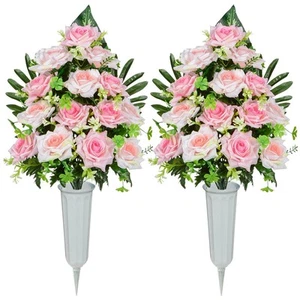 Artificial Cemetery Flowers, Memorial Rose Flowers Grave Decoration Flower Bo... - Picture 1 of 6