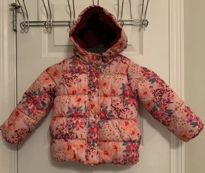 Carters Floral Puffer Jacke Mantel Mädchen 3t gefüttert Kapuze rosa - Bild 1 von 7