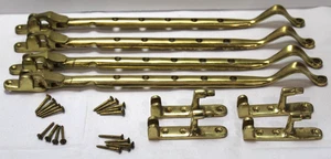 Casement Window Stay 13" Solid Brass Side Mount-Locking Colonial Style Set of 4 - Picture 1 of 16