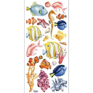 Pegatinas violetas - Peces en el océano - 1 hoja de pegatinas para papelería y más - Imagen 1 de 4