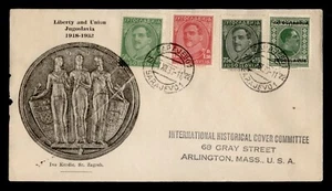 DR WHO 1933 YUGOSLAVIA FDC? LIBERTY/UNION CACHET OVPT COMBO m20086 - Picture 1 of 2