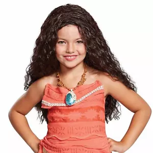 Kids Official Disney Moana Wig for Girls Hawaiian Princess Fancy Dress Costume - Picture 1 of 4