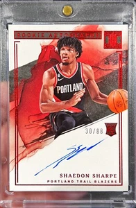2022-23 Impeccable Shaedon Sharpe Rookie Red Tmall Auto /88 RC Color Match SP - Bild 1 von 1