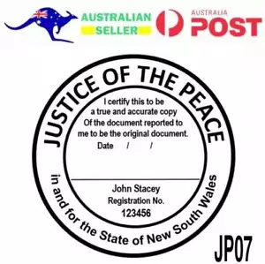 JP JUSTICE OF THE PEACE NSW Estampilla Flash Personalizada Autoentintado Recargable 48 mm Grande - Imagen 1 de 3