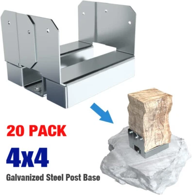 20Pcs 4x4 Concrete Deck Post Anchor Base Adjustable Metal Post Bracket Post Base - Image 1 of 4
