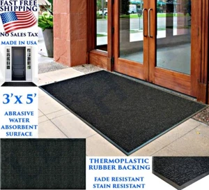 3 X 5 FT COMMERCIAL INDOOR OUTDOOR ENTRANCE FLOOR MAT RUG RUBBER NO SLIP BLACK - Picture 1 of 13