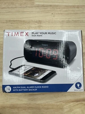 TIMEX AM/FM Dual Alarm Clock Radio T231GRY Plays Music From Your Smart Phone - Image 1 of 4