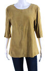 In Transit Womens Half Sleeve Crew Neck Suede Top Blouse Beige Size 1XL