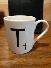 Scrabble Letter T Large Mug Cup Monogram "T" Wild and Wolf Game Lover !!USED!!