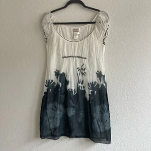 Abito Max Studio MSSP bianco nero grande seta misto cotone Cottagecore femminile - Foto 1 di 6