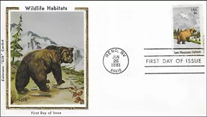 Oso Marrón Save Mountain Habitats Naturaleza y Animales Salvajes EE. UU. Colorado FDC 1981 - Imagen 1 de 1