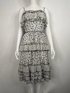 Vtg Dolce & Gabbana White Black Floral Print Silk Dress 36 2XS - Picture 1 of 7