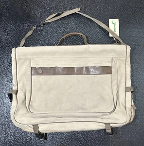 Vtg Ford Eddie Bauer Khaki Canvas Folding Garment Travel Suit Bag Luggage - Picture 1 of 9