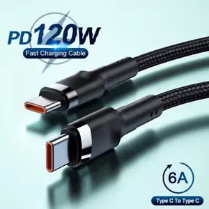 USB C To USB C Fast Charger PD 120W 6A Dual Type C Charging Data Sync USB Cable - Picture 1 of 12