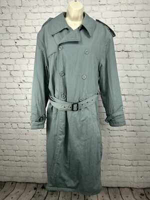 Gabardina pesada con cuello abotonado mezcla de lana azul polvoriento Alfani talla mediana M Foto 1 de 4