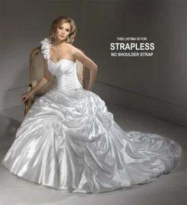 $1499๐ MAGGIE SOTTERO 8 WHITE ORGANZA STRAPLESS CORSET WEDDING DRESS BALL GOWN - Picture 1 of 4