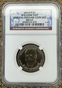 2013-P William Taft • Presidential Dollar $1 • NGC MS67 • Annual Dollar Coin Set - Picture 1 of 6