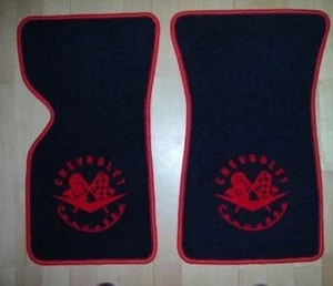 Fussmatten für Chevrolet Corvette C3 Autoteppiche schw/rot - Bild 1 von 1