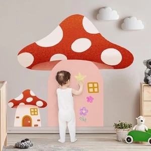 Cartoon Design Magnetic Chalkboard Wall Peel and Stick Exclusive Mushrooms Wa... - Picture 1 of 8