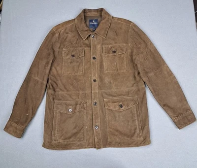 Винтажный Brooks Brothers замшевая куртка мужская средний коричневый кожаный поле пальто 90-х  - Изображение 1 из 4