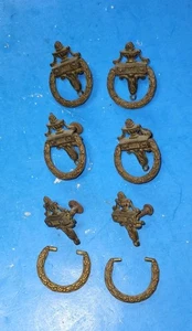 Posten von sechs Vintage Bronze oder Messing Kommode Schubladengriffe, nummeriert - Bild 1 von 17