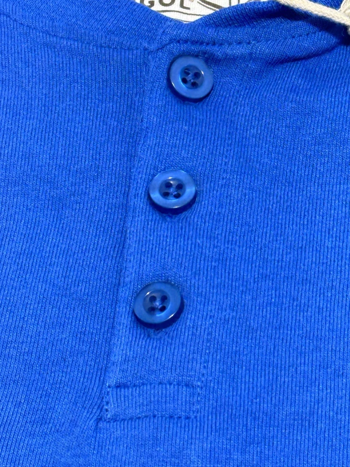 Camiseta Kangol Para Hombre Talla Pequeña Azul 3 Botones Cuello Henley Redondo Nueva Con Etiquetas Muy Bonita Foto 1 de 4