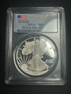 2010-W 1 OZ SILVER AMERICAN EAGLE PROOF PCGS PR70DCAM FS - Image 1 of 2
