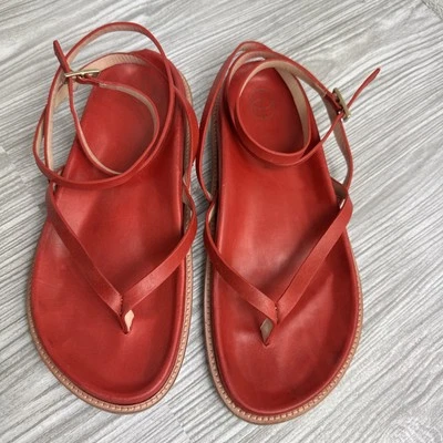 Porte & Paire Womens Sz 37.5 / 7.5 Crimrose Sandals Flat Platform - Image 1 of 4