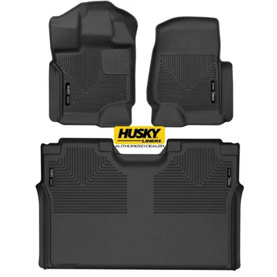 HUSKY WeatherBeater Front Rear Floor Mats for 15-24 FORD F-150 Crew Cab Black - Image 1 of 4