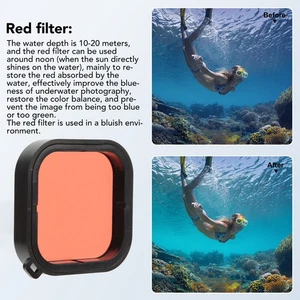 ヘRed Dive Filters For 10 11 Black Waterproof Housing Case Quadrate Colo - Picture 1 of 12