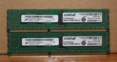 2GB (1GBx2) Crucial Micron MT9JSF12872PZ-1G4G1FE DDR3-1333 PC3-10600R Server RAM - Image 1 of 3