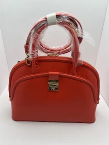 MCM Luxury Anna Large Tote Bag Fiesta NWT Orange Red Top Handle and Crossbody - Picture 1 of 16
