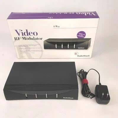 Radio Shack 4-Way RF Modulator 9v DC Cat # 15-1215 w/ AC Adapter - Image 1 of 4