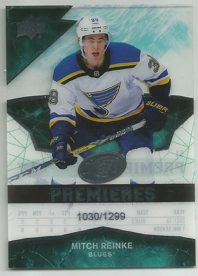 2018-19 Upper Deck Ice Rookie Premieres Mitch Reinke #'d 1030/1299 Card #51 RC  - Image 1 of 1