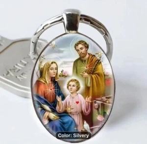 Jesus Ellipse und Jungfrau Maria Rund Schlüsselanhänger Charm Zubehör - Bild 1 von 3