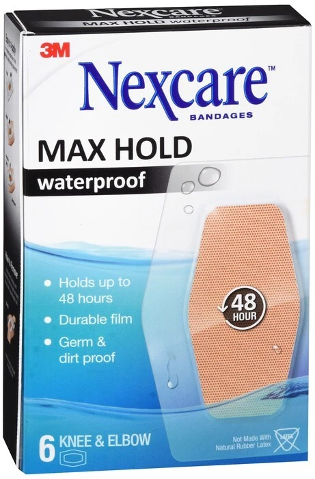 Nexcare Max Hold vendajes impermeables rodilla y codo 6 EA Foto 1 de 1