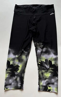 Leggings recortados SPALDING Speed-Dri negros amarillos florales tiro medio entrenamiento talla L Foto 1 de 4