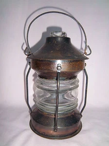 Ship or Train Lantern Vintage Antique Kitsch Erzats Globe Metal Lantern Handle - Picture 1 of 5