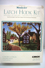 Caron WonderArt Latch Hook Kit "Country Cottages" with Trees 20" x 27" Open Box